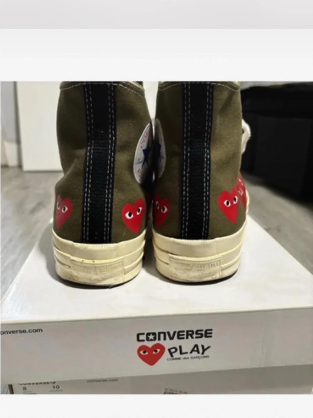 CDG PLAY x Converse Olive High Top - Picture 4 of 10